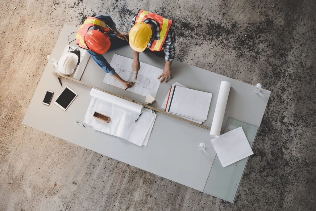 Architects working on site