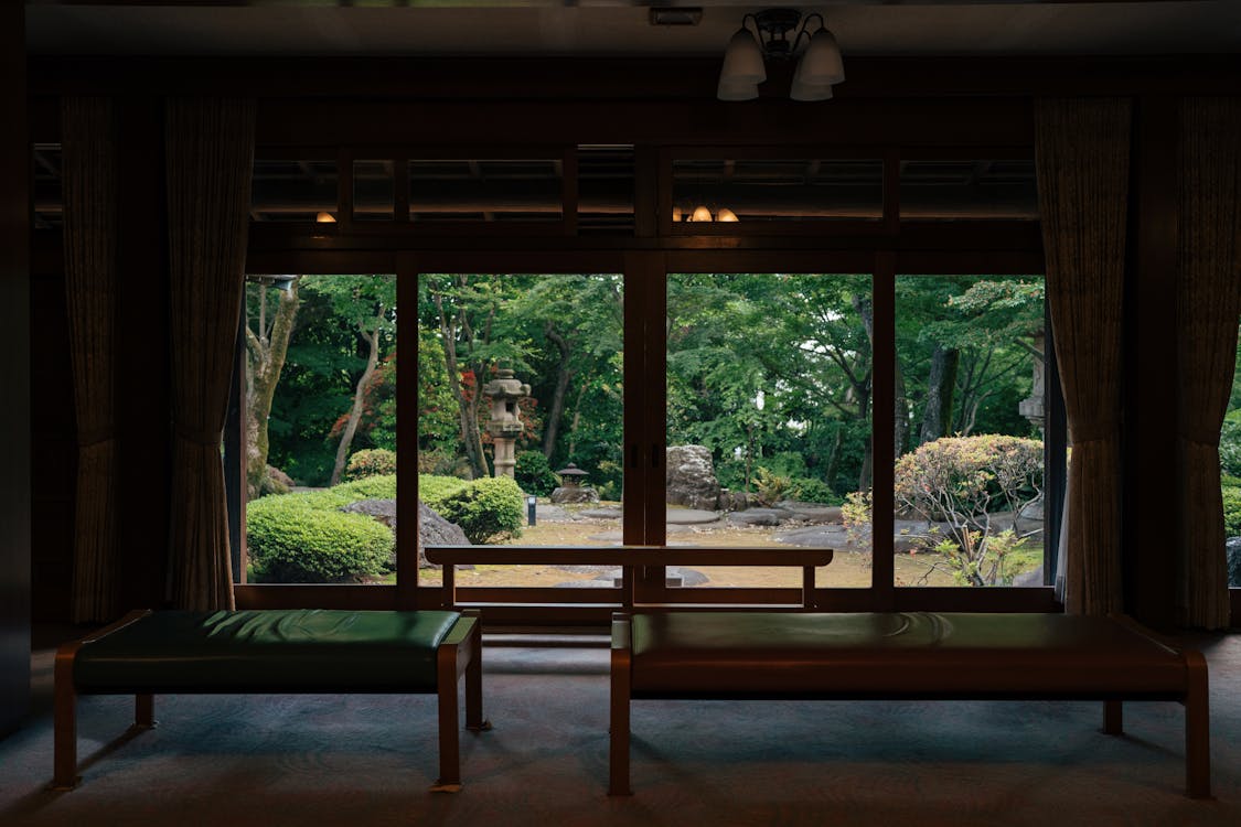 Architectural garden with seating