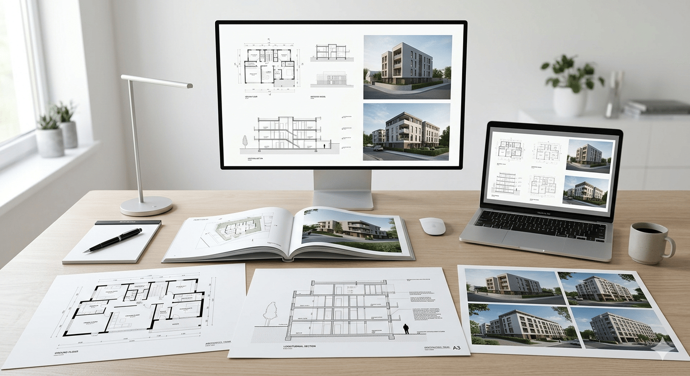 AutoCAD portfolio showing 2D drawings and 3D models.