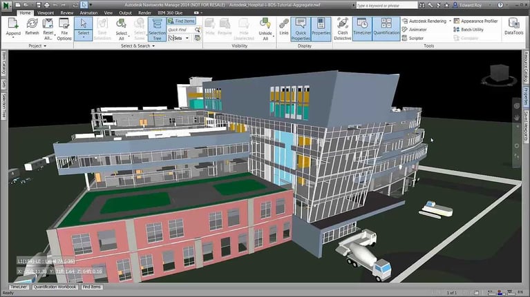 Autodesk navisworks design software displaying various design tools