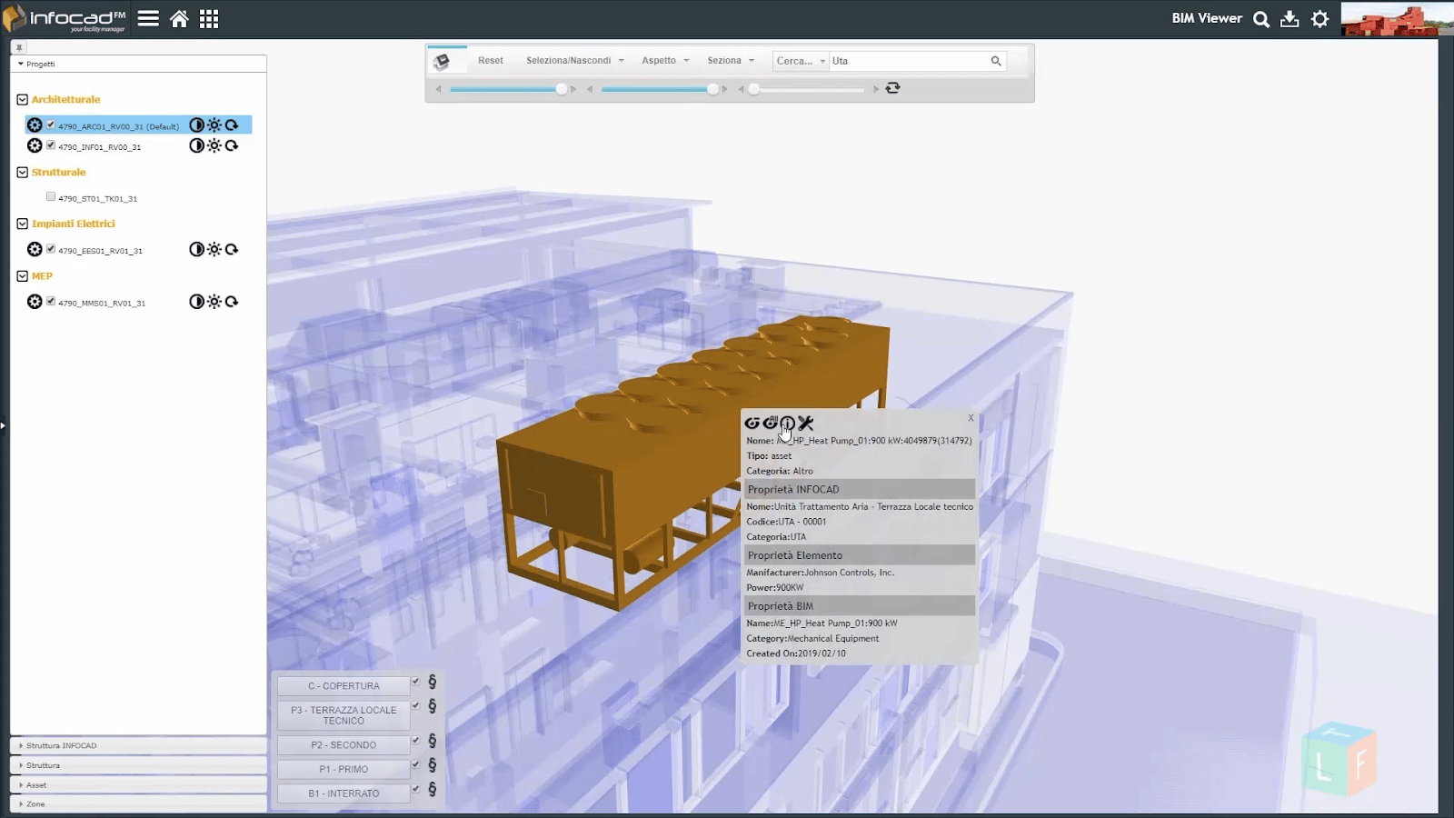 BIM model for building systems management.