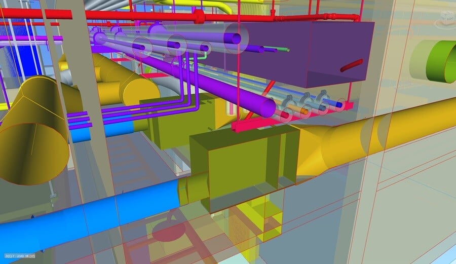 BIM model showing HVAC systems