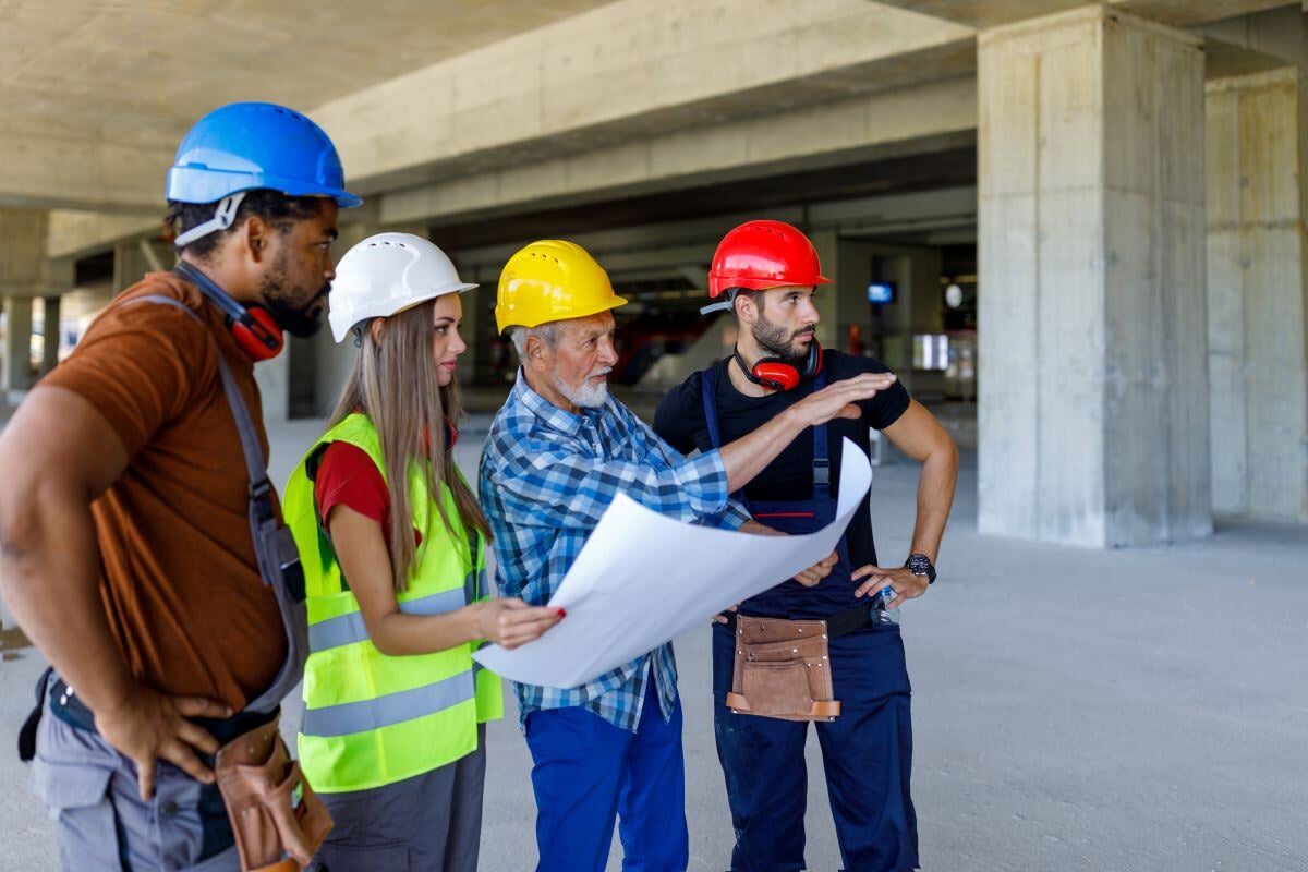 Civil engineers in a discussion