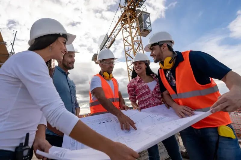 Civil engineers working on a site