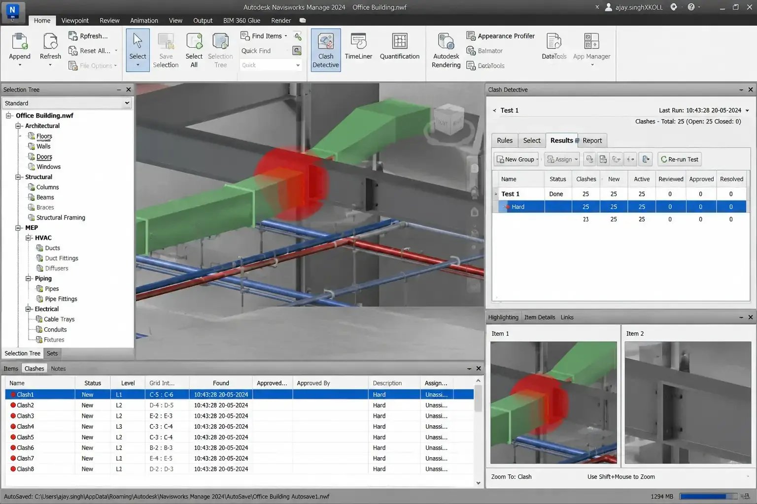 Clash detection in Navisworks-1