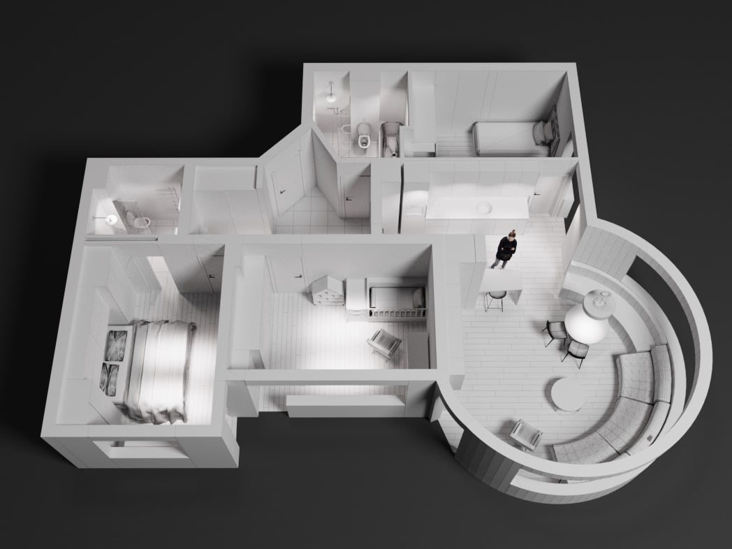 Colored floor plan showing energy analysis layout.