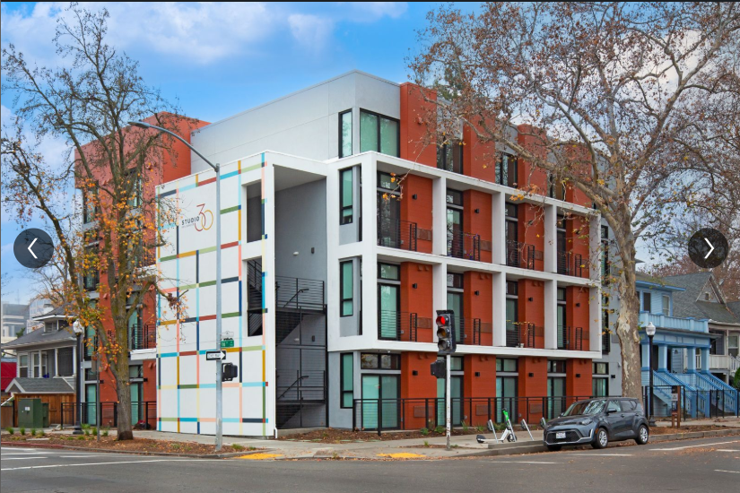 Compact community center with entrance