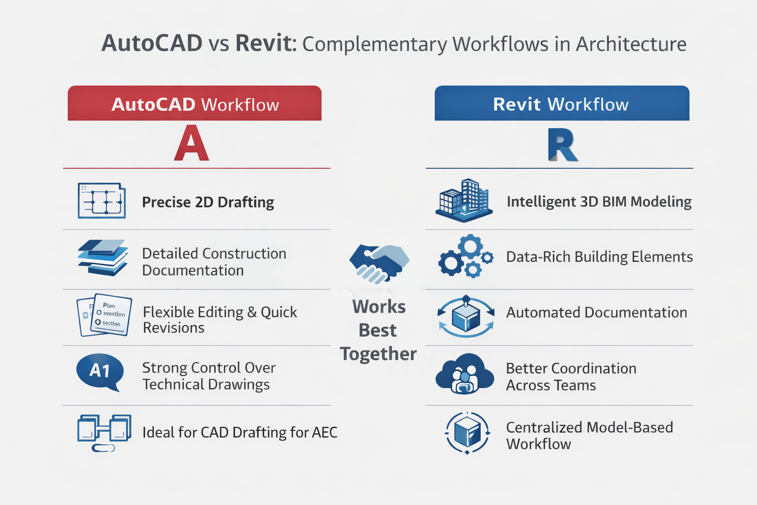 Comparison diagram showing AutoCAD vs Revit.