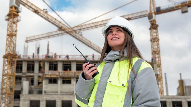 Construction engineer working on site