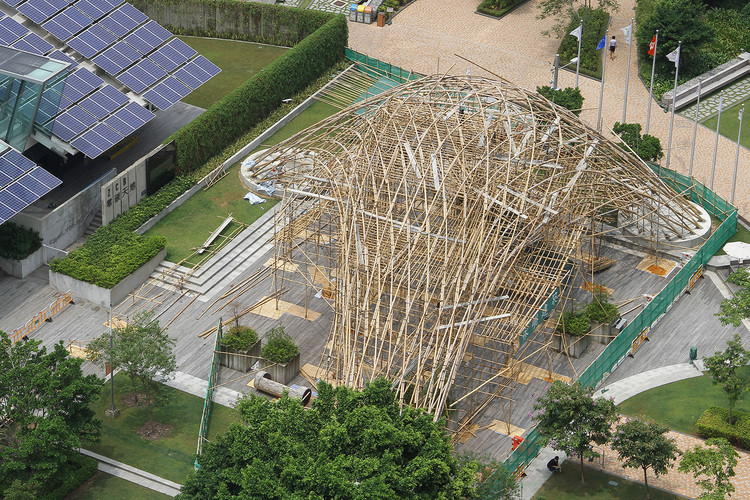 Construction in progress of the ZCB Bamboo Pavilion