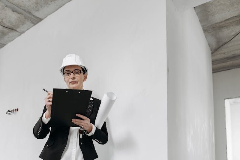 Construction site manager noting observations