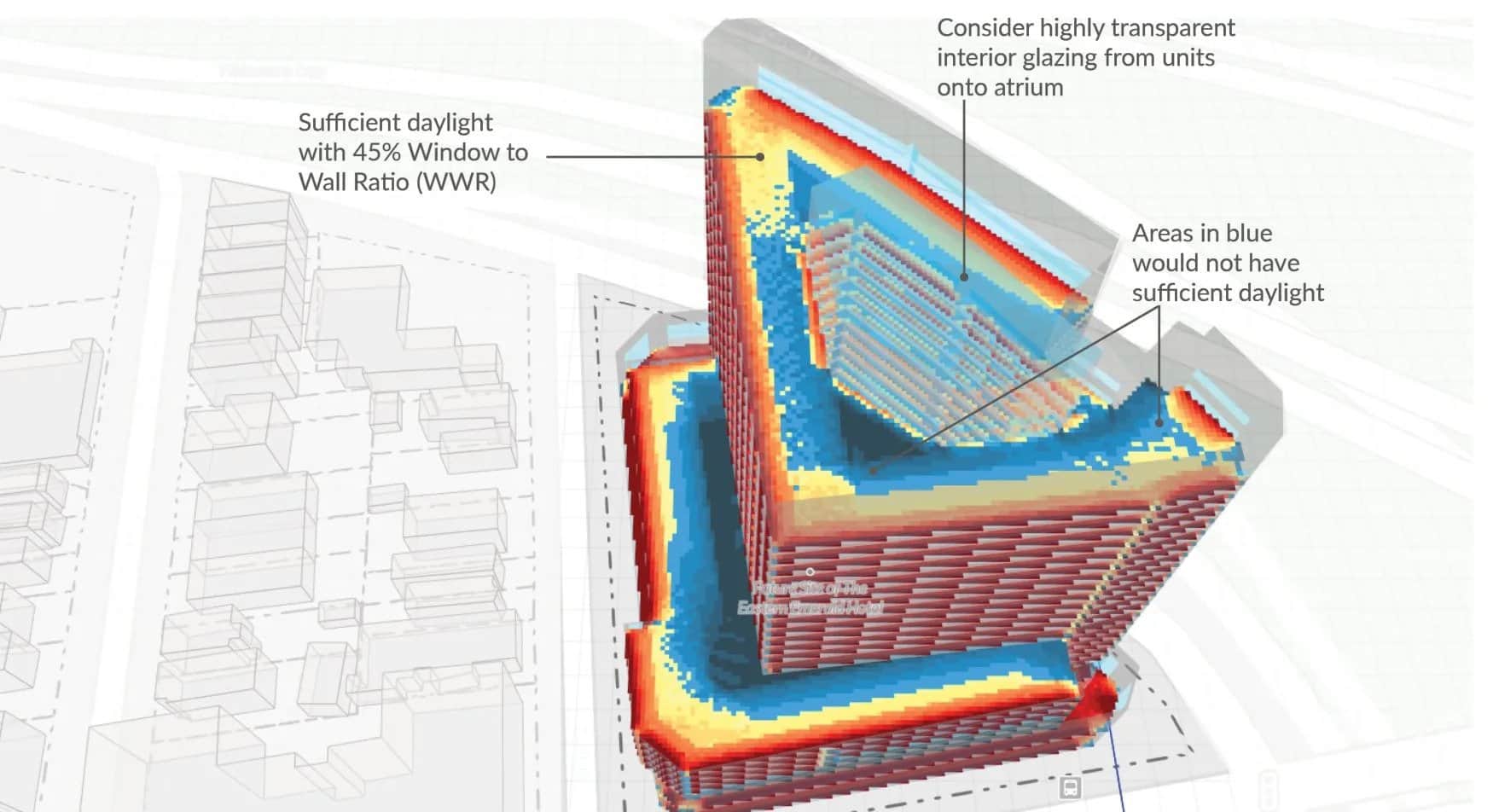 a visualisation of daylight study analysis done in Cove.tools