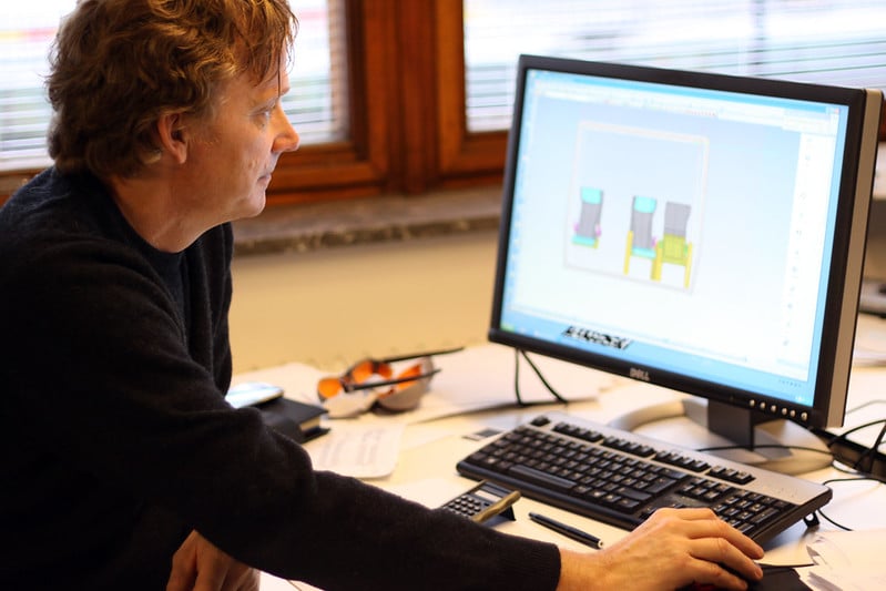 Designer creating 3D furniture model