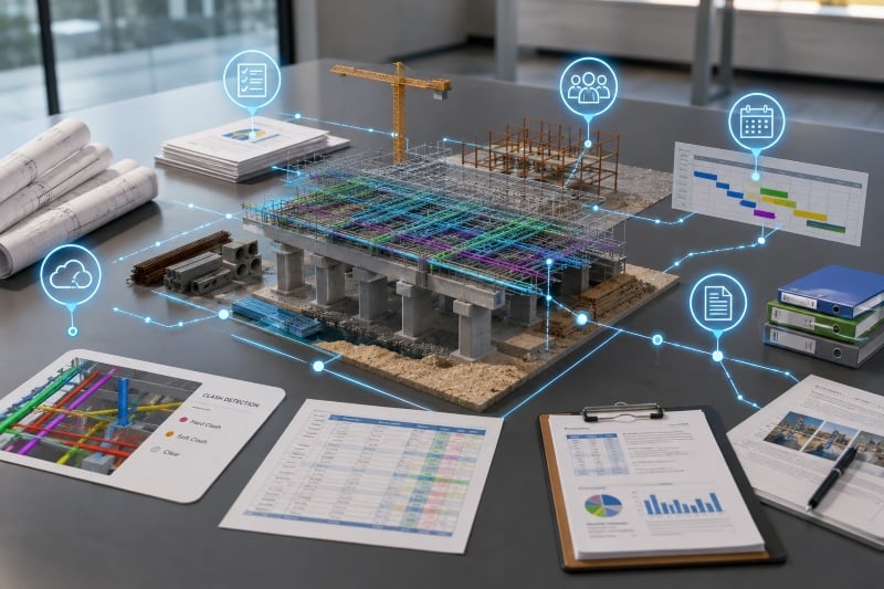 Digital construction workflow with coordinated infrastructure planning systems.