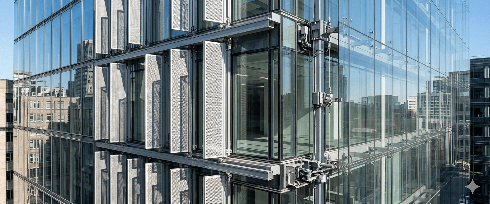 Double skin facade with shading panels