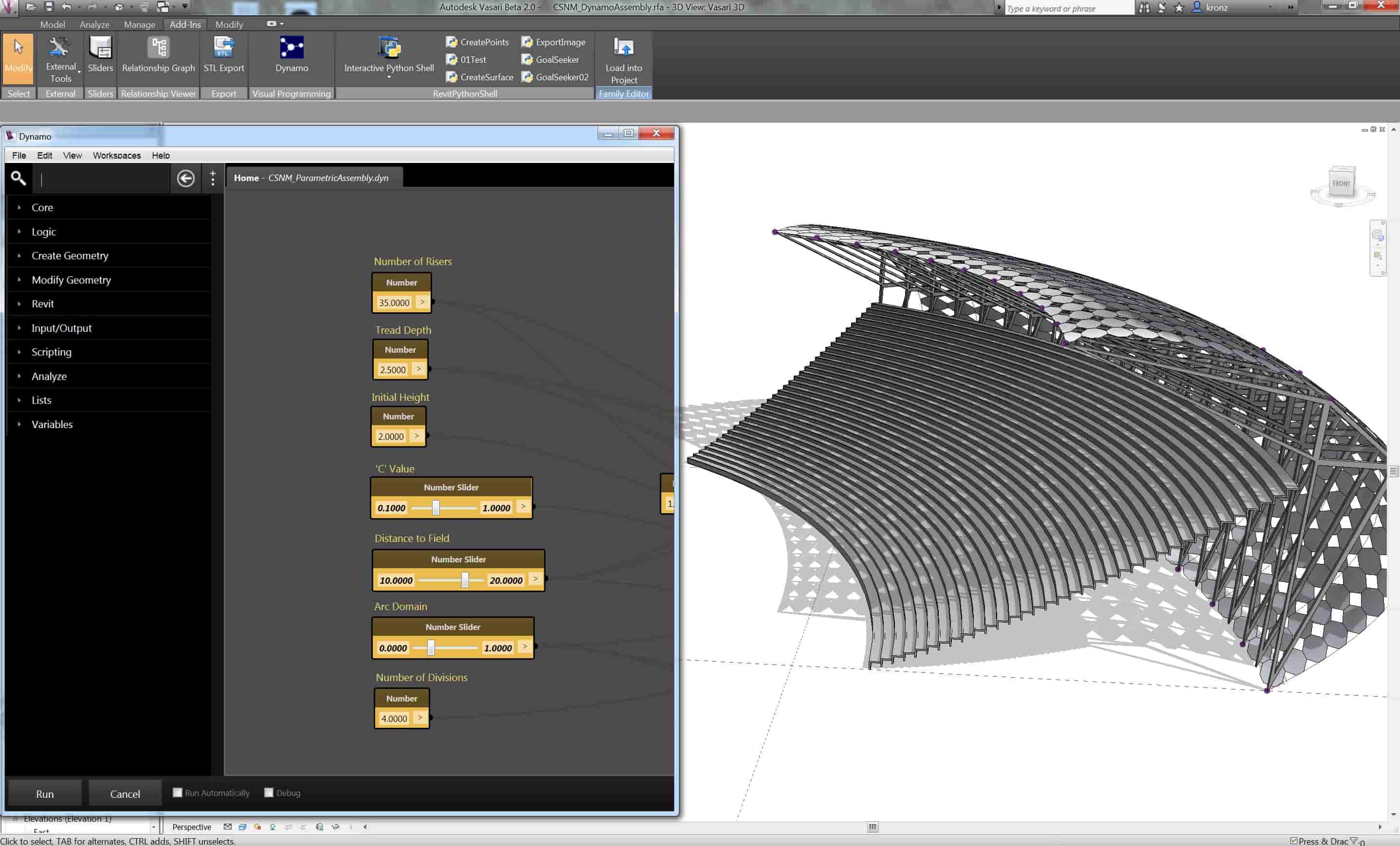 the interface and visual scripting using Dynamo in Autodesk Vasari