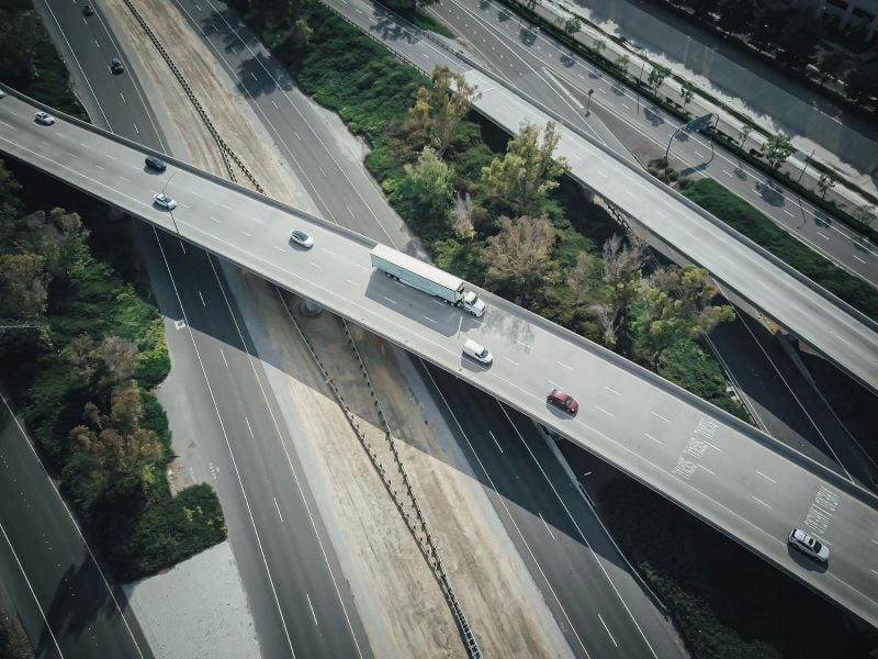 Elevated highway bridge structure built by Stahl Sheaffer Engineering