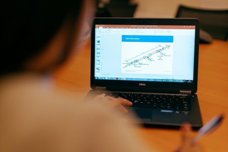 Engineer working on a road design using OpenRoads Designer