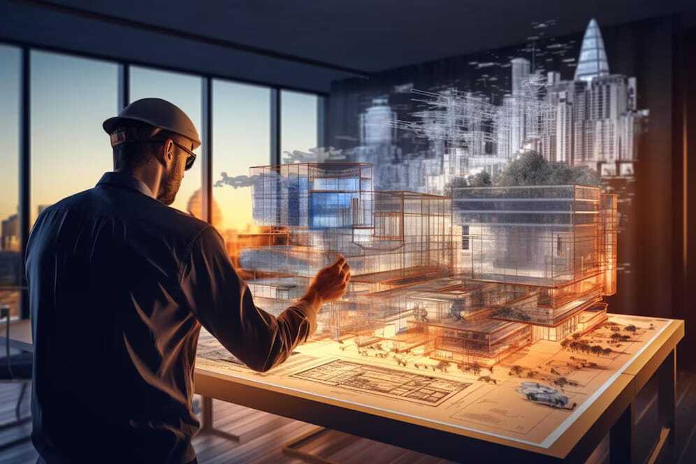 Engineer working on computational design model