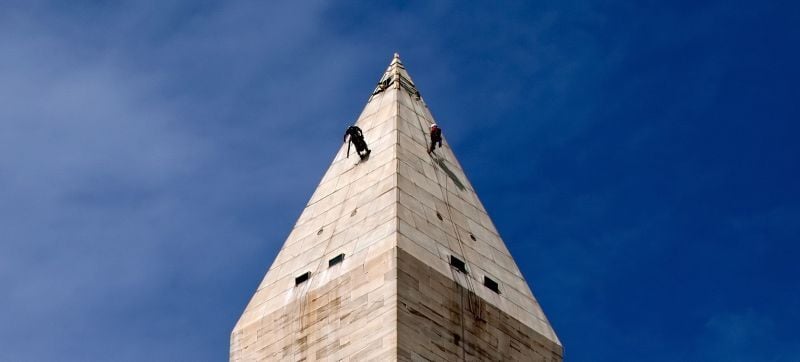 Engineers inspecting the structural integrity of historic sites