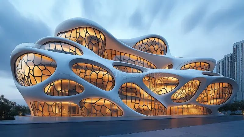 Futuristic parametric glass architecture