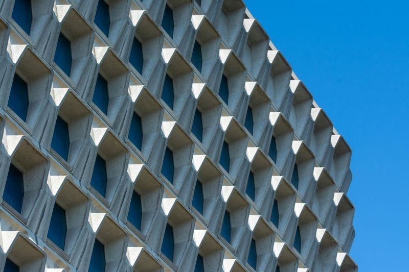 Geometric Facade of a modern building.