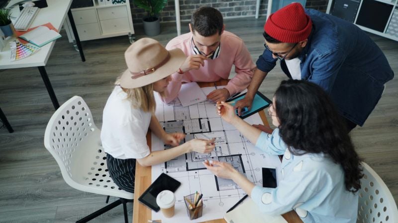 Group of urban planners working together