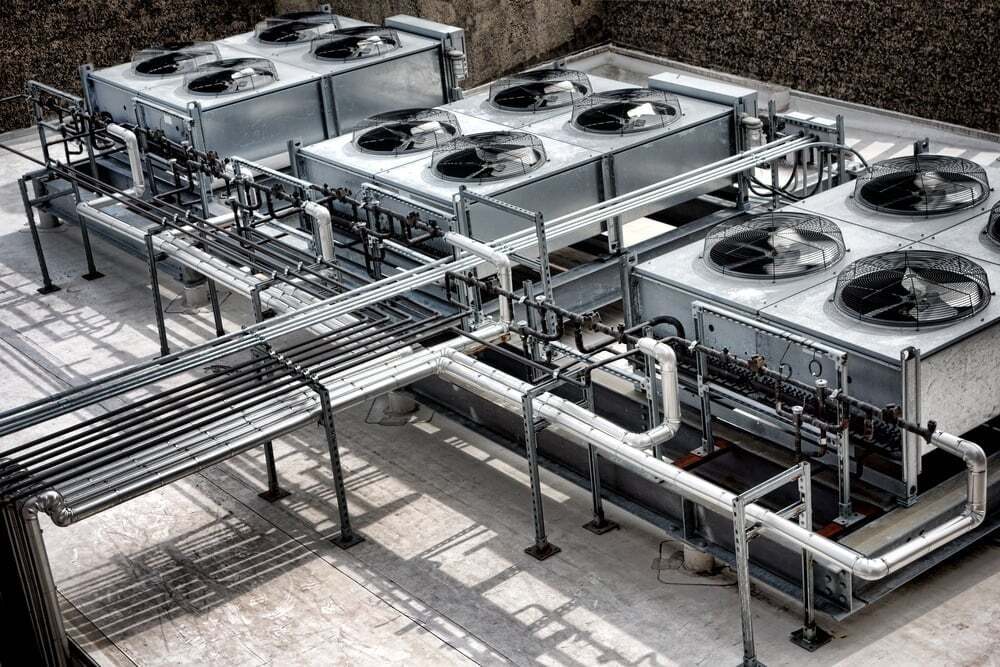 HVAC system with hydrogen compatible gas piping.