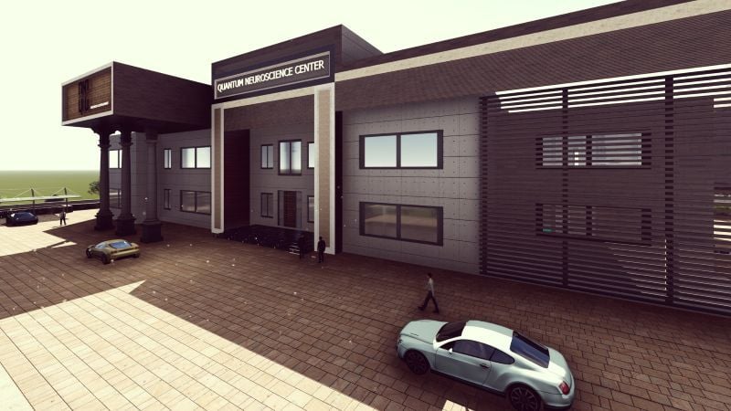 Hospital exterior design visualization.