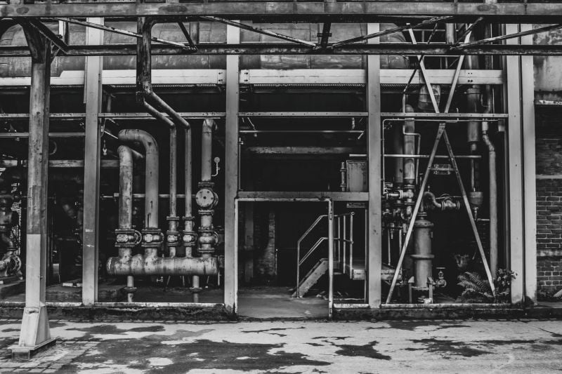Industrial piping and steel framework