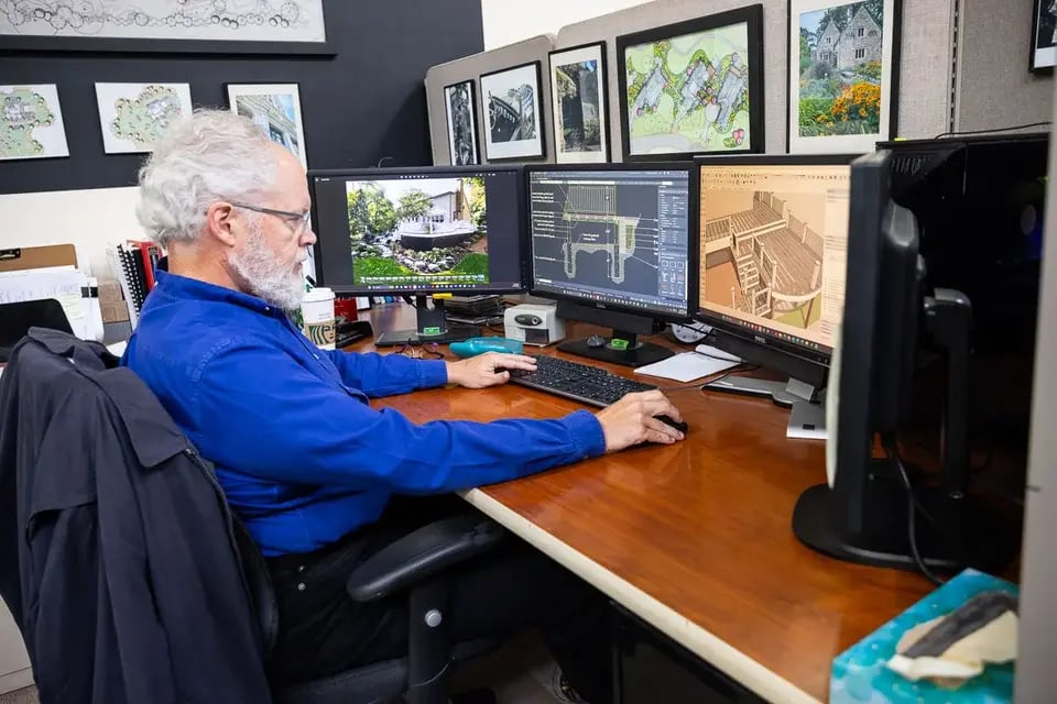 Landscape designer working on BIM software