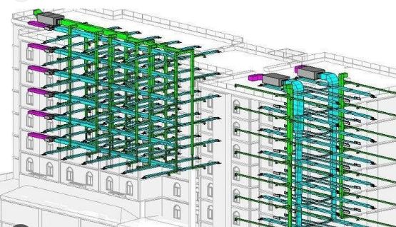 MEP design layout for building systems.