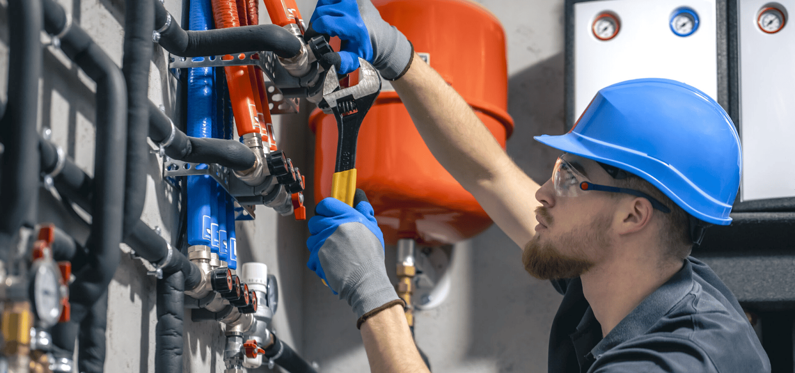 MEP professional maintaining piping fittings.