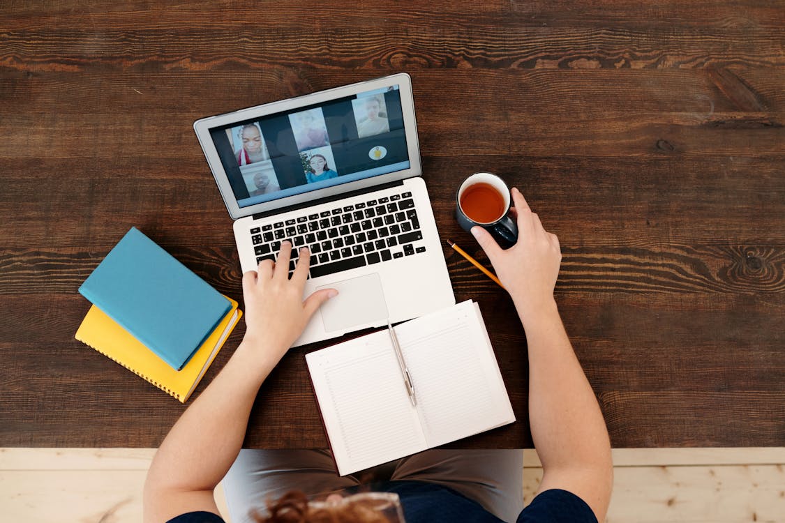 Man having a virtual meeting.