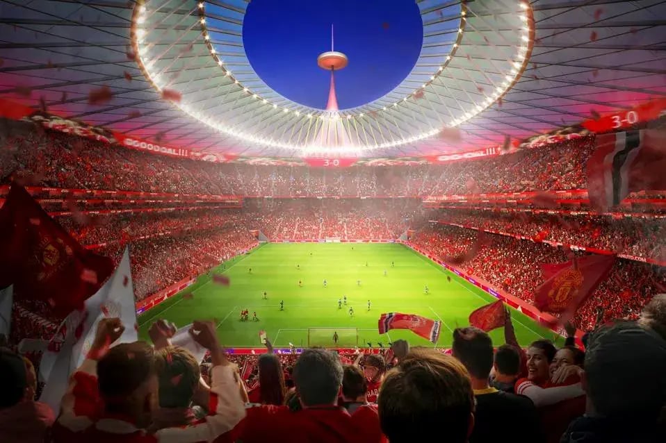 Manchester United quoted that 17,000 homes could be built around the 100,000-seater stadium, designed by Norman Foster 