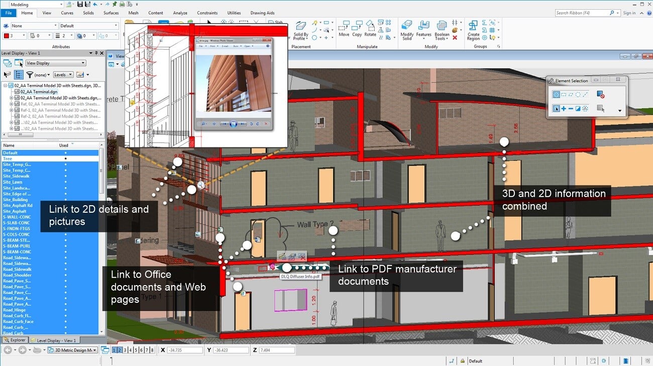 Microstation interface with a project design