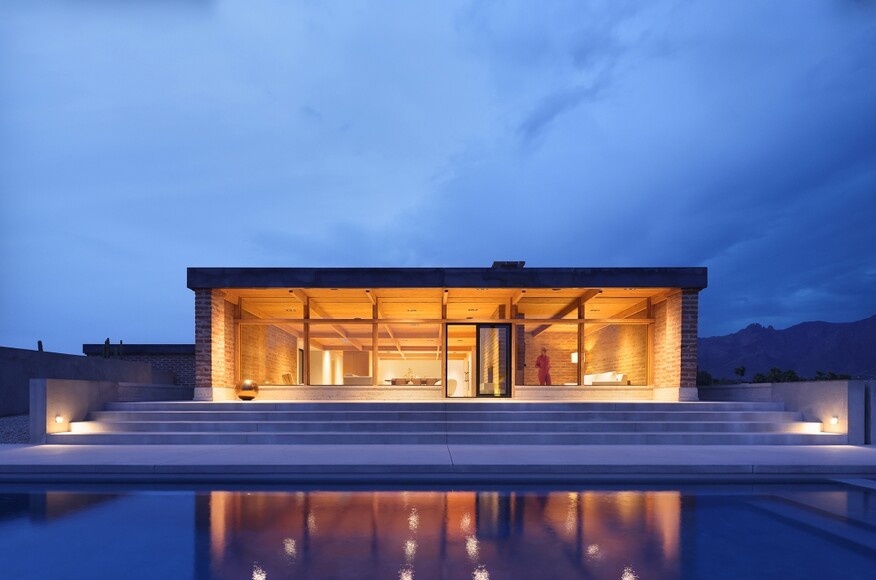 Minimalist Desert House at Dusk