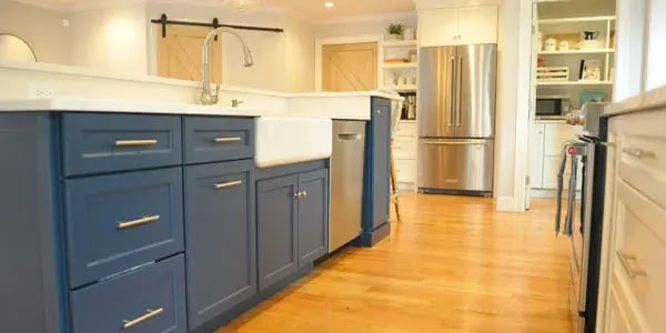 Modern Kitchen With Blue Cabinets