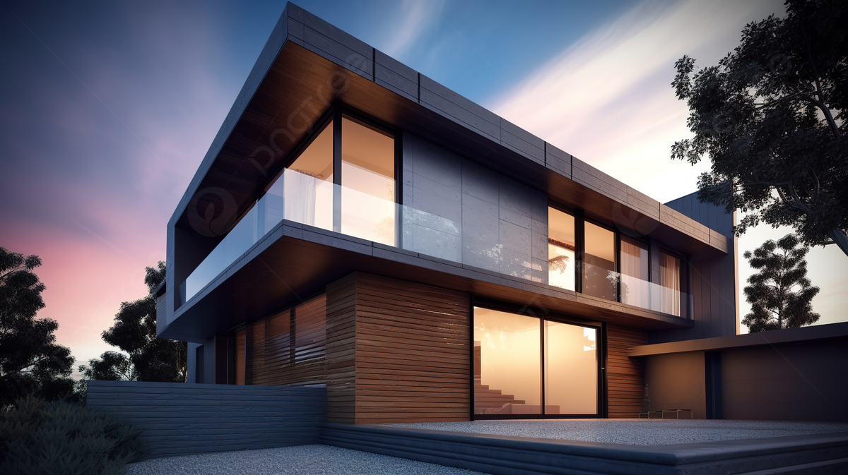 Modern house in 3D rendering