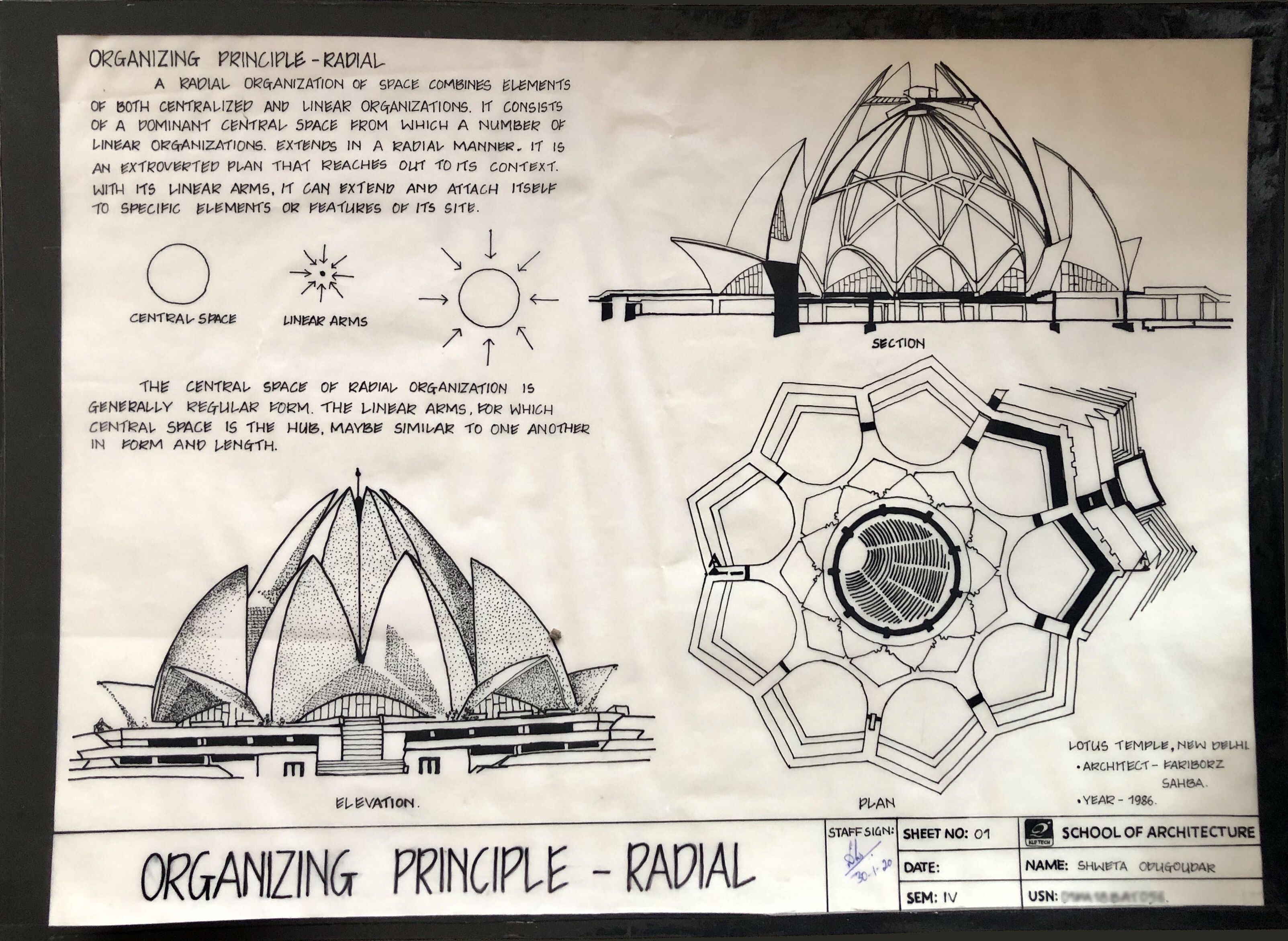 Lotus Temple Architectural Diagram
