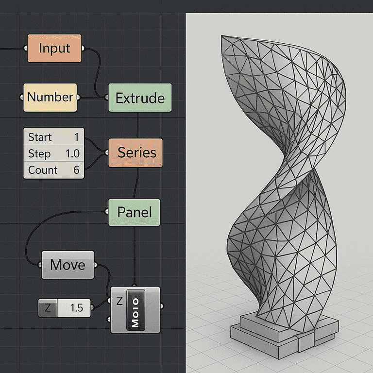 Parametric design of a twisted tower