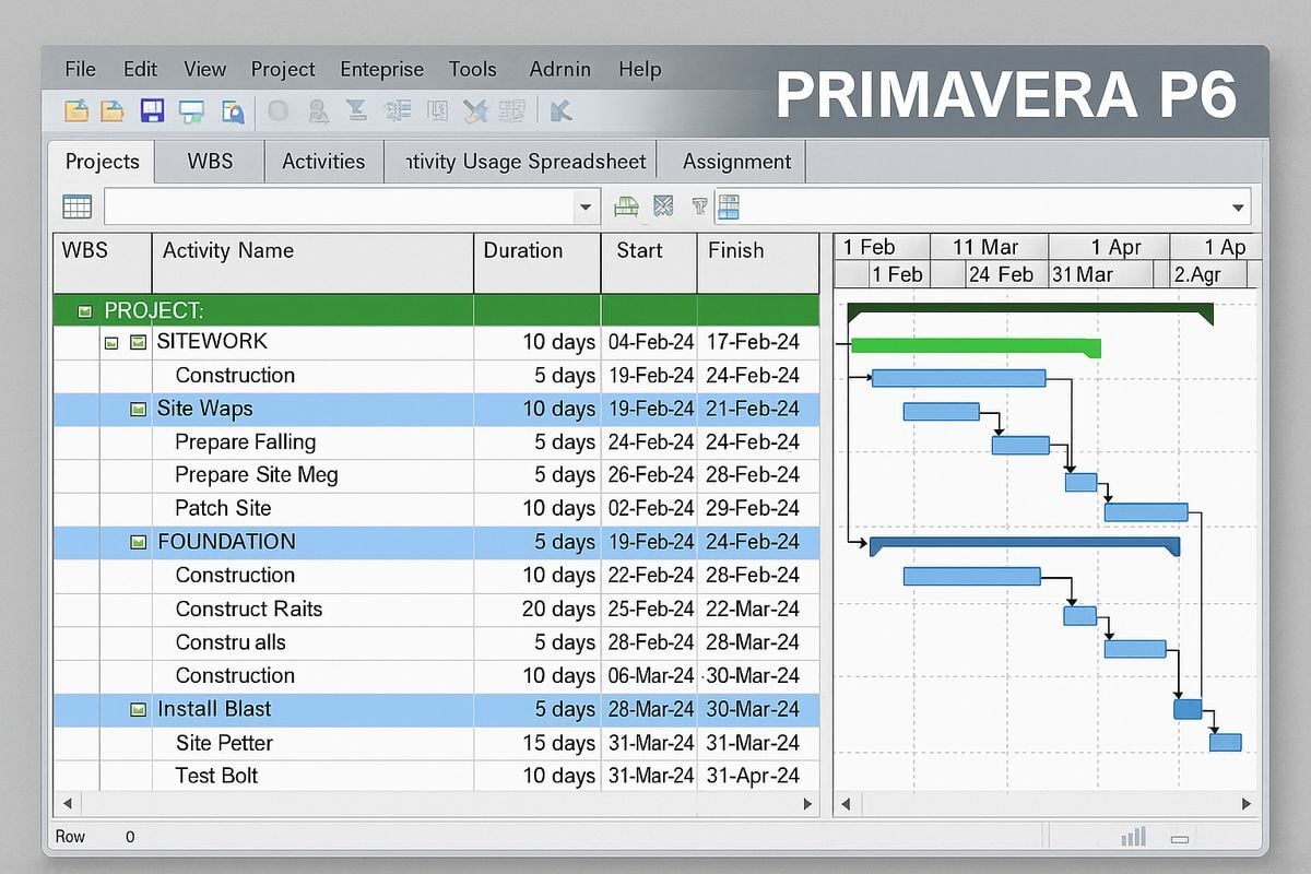 Primavera P6 Gantt chart