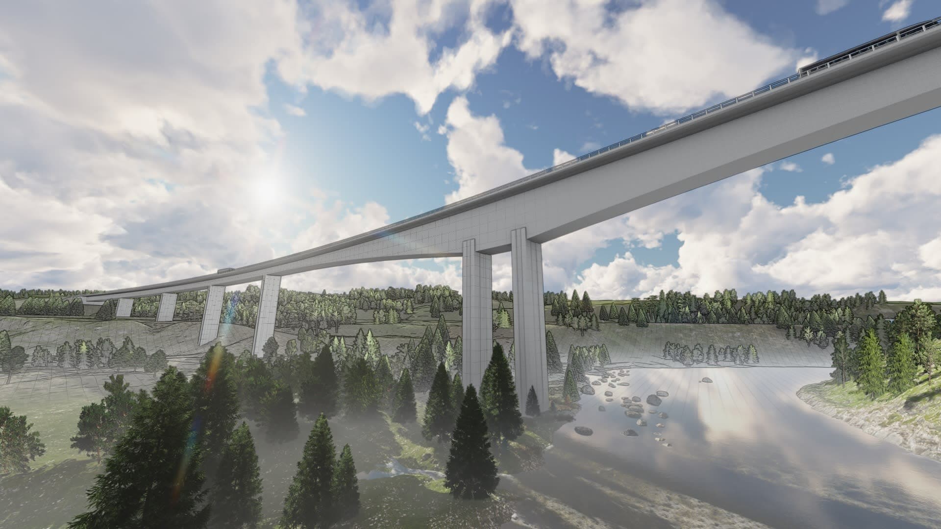 Randselva Bridge BIM model and structure visualization.