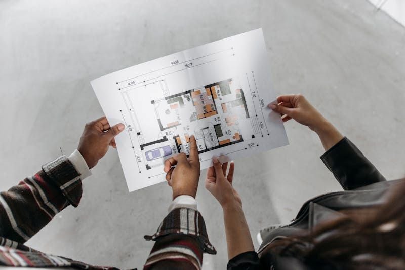 Reviewing architectural floor plan