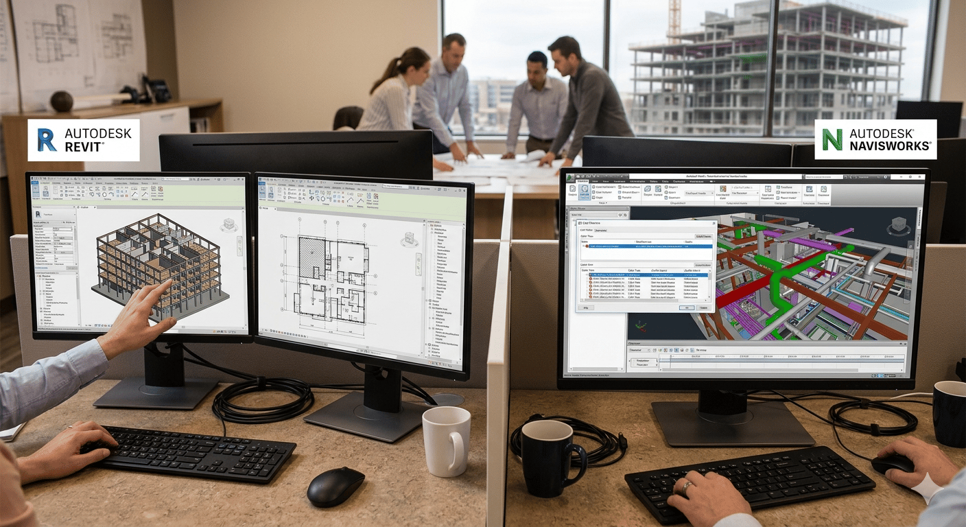 Revit and Navisworks for coordination and clash detection.