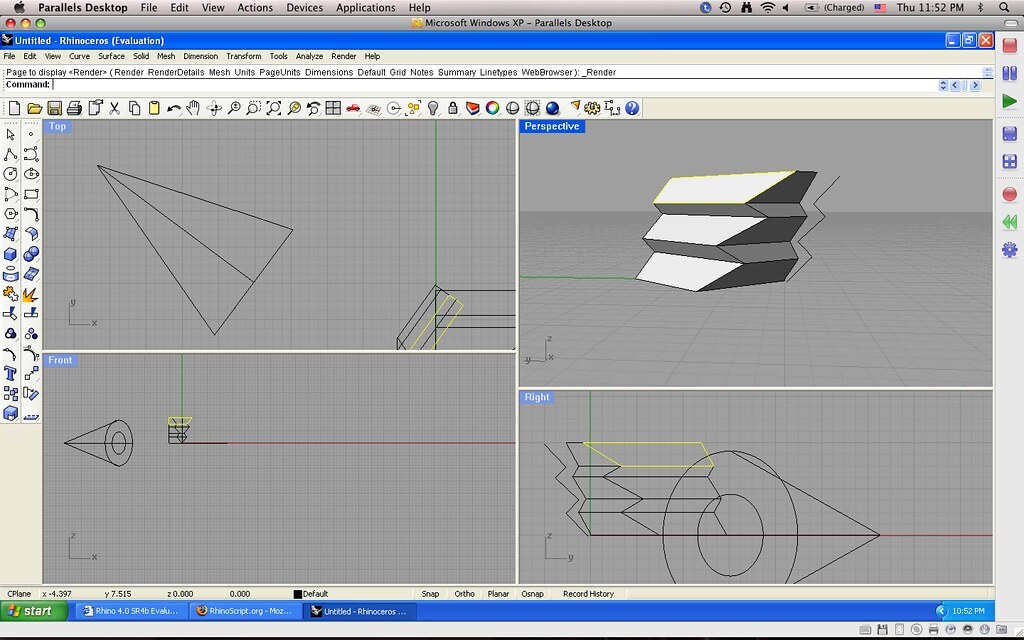Rhino 3D being used in scripting an automated design.