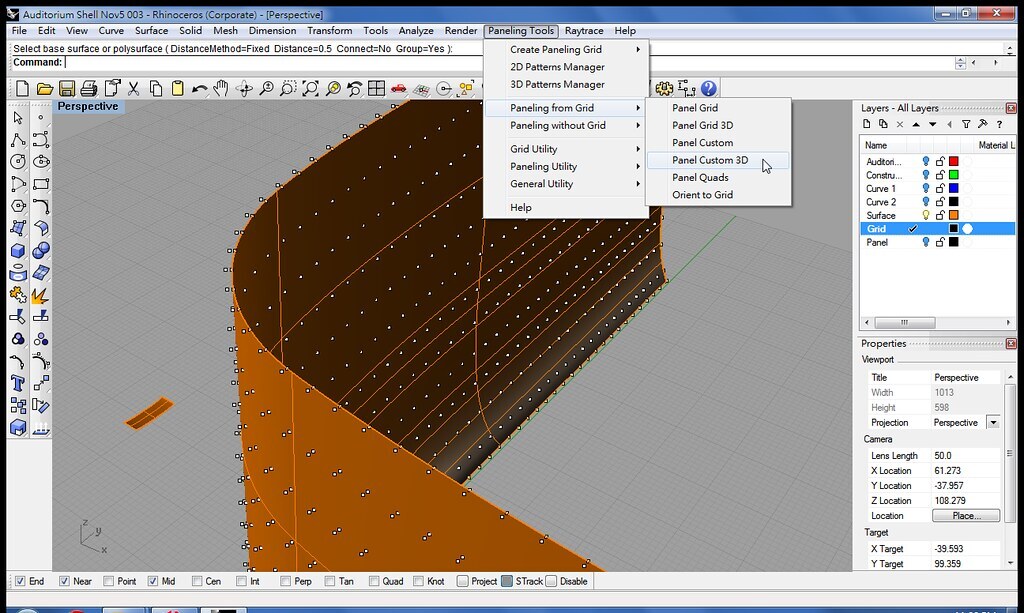 Rhino software being used to make a precise 3D model 