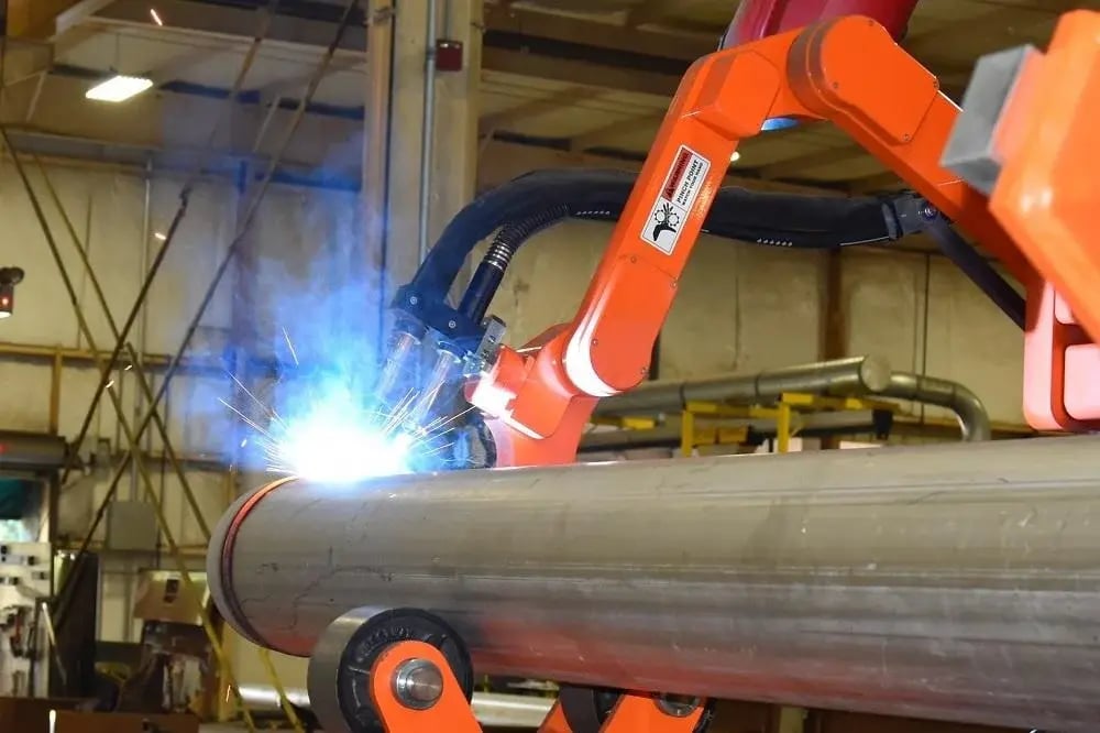 Robotic welding of prefabricated MEP piping systems.