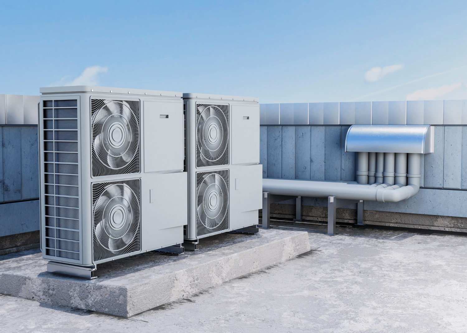 Rooftop HVAC units installed for building cooling and energy efficiency.