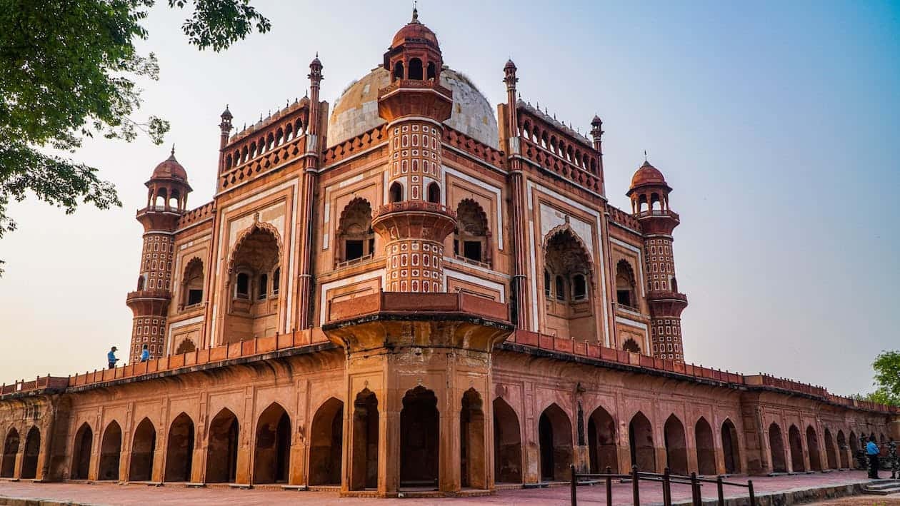 An exterior view of The Safdarjung Tomb Mausoleum in Delhi, India